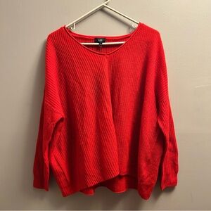 Vibrant v-neck Red Knit soft lightweight cashmere Sweater size M NEW